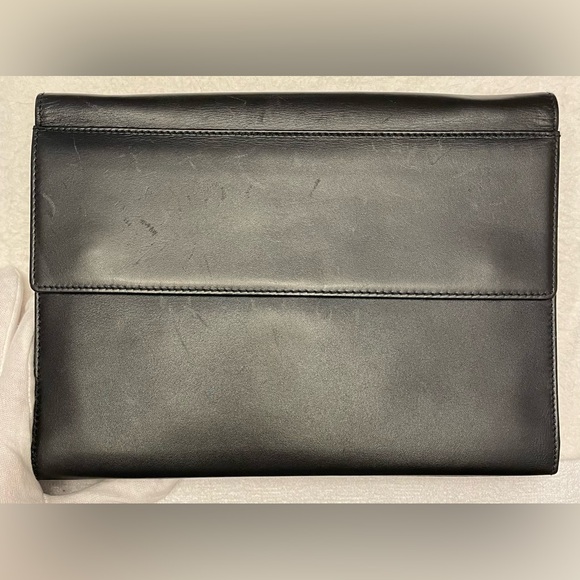 Authentic Dunhill Vintage Black Leather Clutch with Gold Accents - Picture 4 of 16